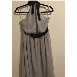 Grey Polka Dot Halter Dress